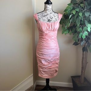 Bill Levkoff Ruched Sleeveless Bodycon Cocktail Dress Pink Sz 6